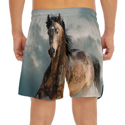 Running Wild Stallion Horse Print Men's Split Running Shorts