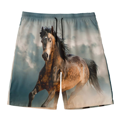 Running Wild Stallion Horse Print Men's Swim Trunks