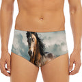 Running Wild Stallion Horse Print Men's Triangle Swim Briefs
