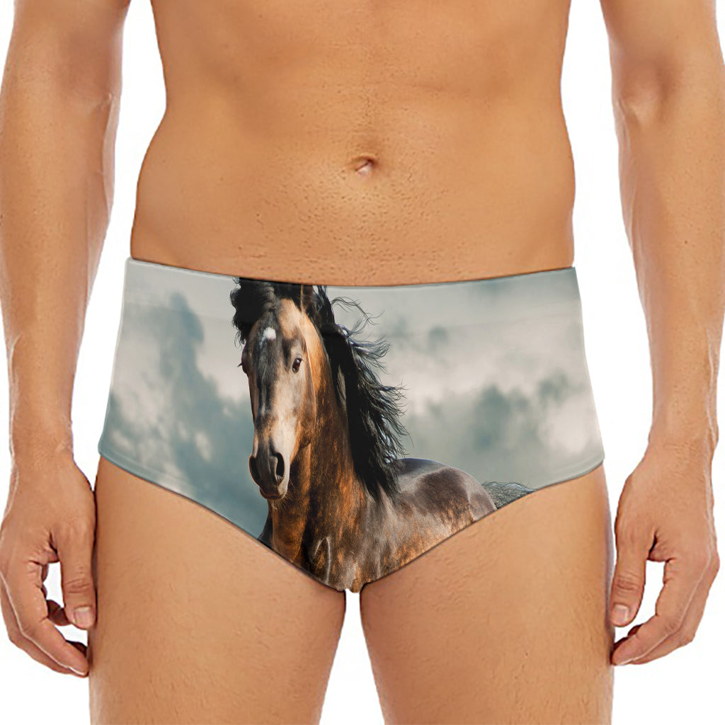 Running Wild Stallion Horse Print Men's Triangle Swim Briefs