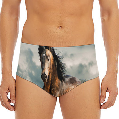 Running Wild Stallion Horse Print Men's Triangle Swim Briefs