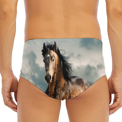 Running Wild Stallion Horse Print Men's Triangle Swim Briefs