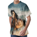 Running Wild Stallion Horse Print Men's Velvet T-Shirt
