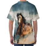 Running Wild Stallion Horse Print Men's Velvet T-Shirt
