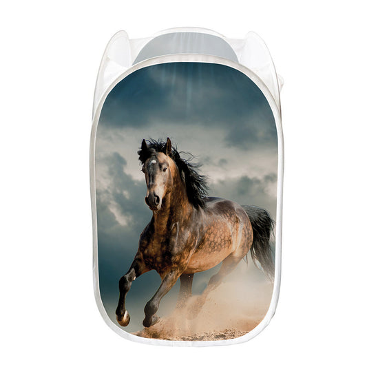 Running Wild Stallion Horse Print Mesh Laundry Hamper