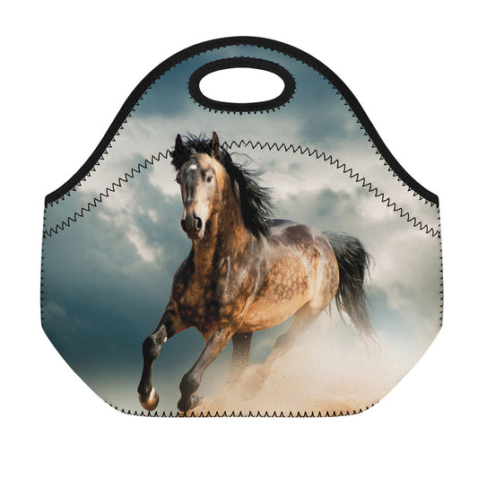 Running Wild Stallion Horse Print Neoprene Lunch Bag