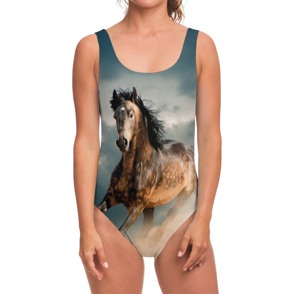 Running Wild Stallion Horse Print One Piece Swimsuit