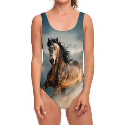 Running Wild Stallion Horse Print One Piece Swimsuit