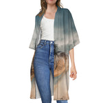 Running Wild Stallion Horse Print Open Front Beach Cover Up