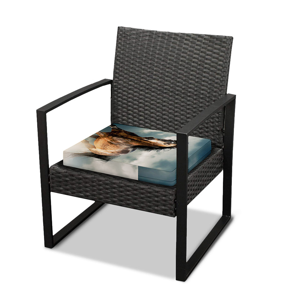 Running Wild Stallion Horse Print Outdoor Seat Cushion Cover