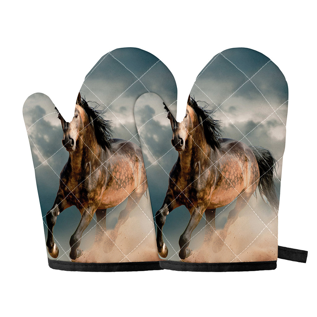 Running Wild Stallion Horse Print Oven Mitts