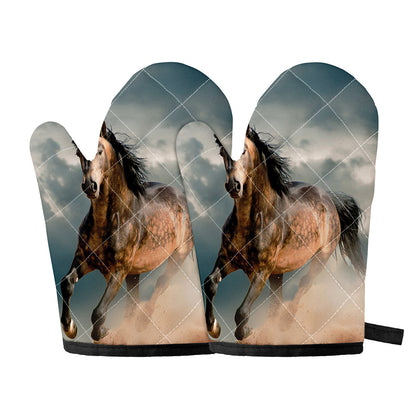 Running Wild Stallion Horse Print Oven Mitts