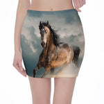Running Wild Stallion Horse Print Pencil Mini Skirt