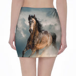 Running Wild Stallion Horse Print Pencil Mini Skirt
