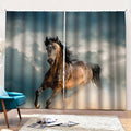 Running Wild Stallion Horse Print Pencil Pleat Curtains