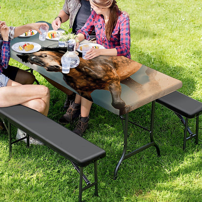 Running Wild Stallion Horse Print Picnic Table Cover
