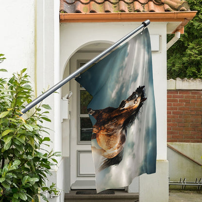 Running Wild Stallion Horse Print Polyester Flag