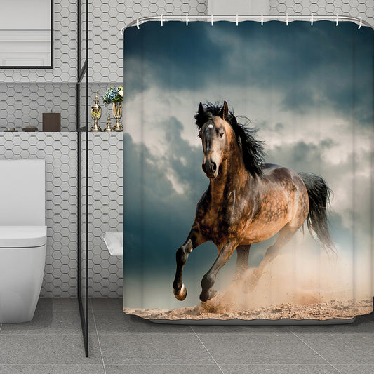 Running Wild Stallion Horse Print Polyester Shower Curtain