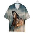 Running Wild Stallion Horse Print Rayon Hawaiian Shirt