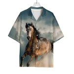 Running Wild Stallion Horse Print Rayon Hawaiian Shirt