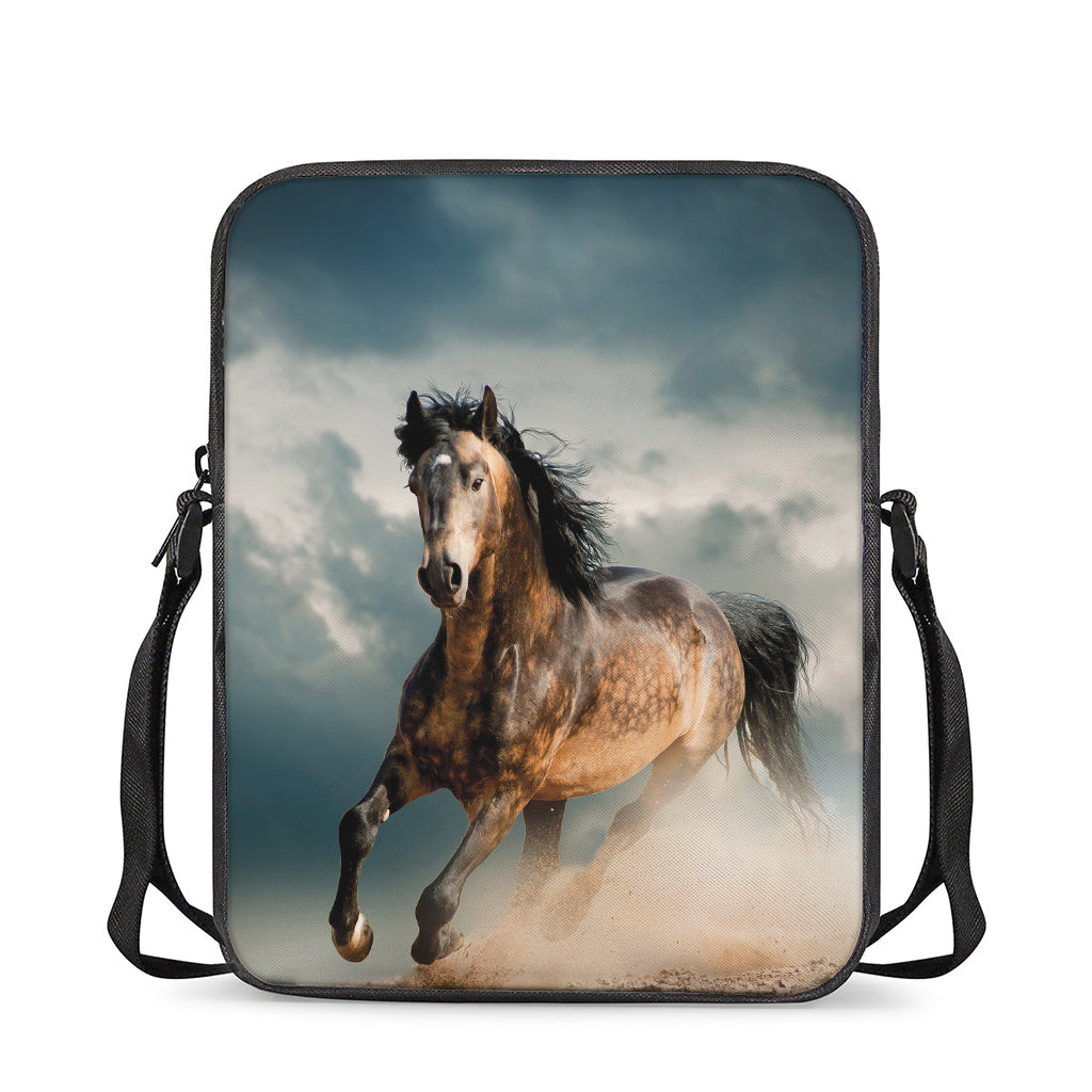 Running Wild Stallion Horse Print Rectangular Crossbody Bag
