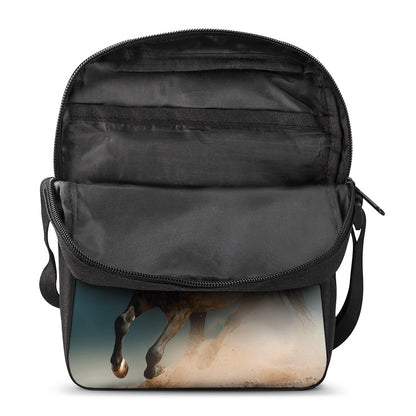 Running Wild Stallion Horse Print Rectangular Crossbody Bag