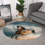 Running Wild Stallion Horse Print Round Rug