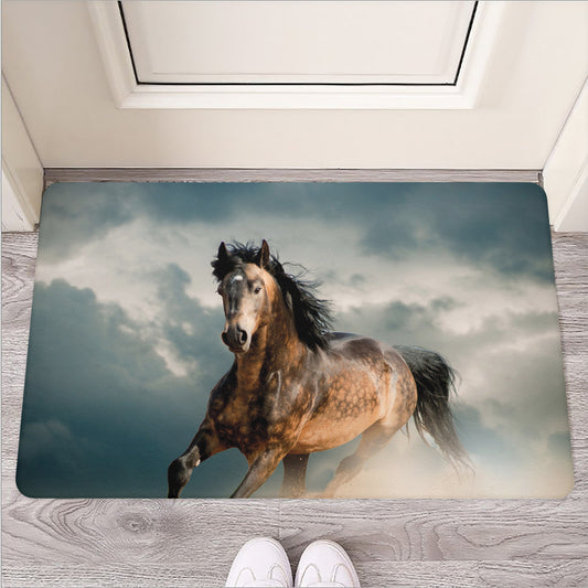 Running Wild Stallion Horse Print Rubber Doormat