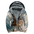 Running Wild Stallion Horse Print Sherpa Lined Zip Up Hoodie