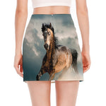 Running Wild Stallion Horse Print Side Slit Mini Skirt