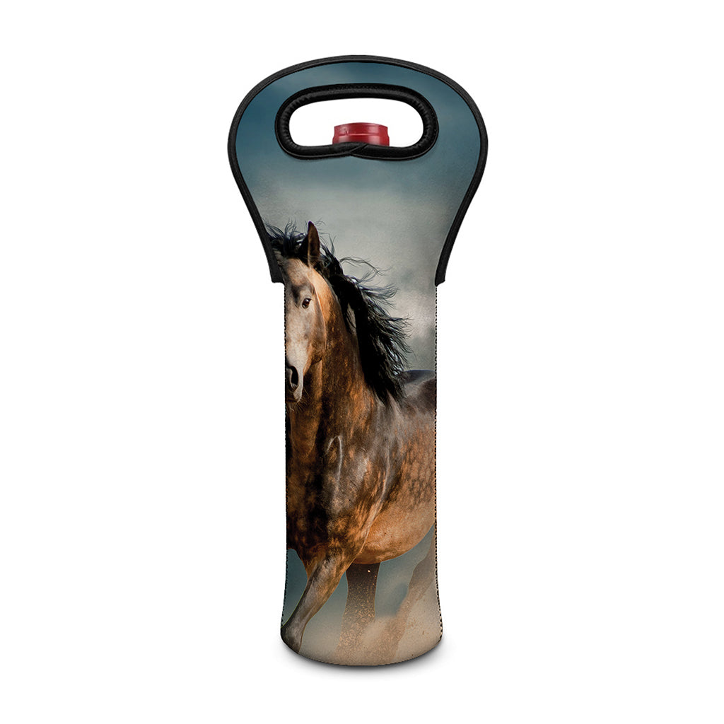 Running Wild Stallion Horse Print Single Neoprene Wine Tote