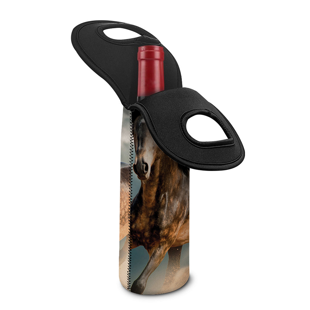 Running Wild Stallion Horse Print Single Neoprene Wine Tote