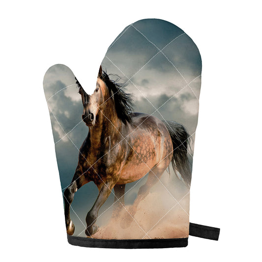 Running Wild Stallion Horse Print Single Oven Mitt
