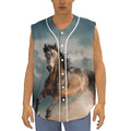 Running Wild Stallion Horse Print Sleeveless Baseball Jersey