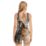 Running Wild Stallion Horse Print Sleeveless One Piece Swimsuit