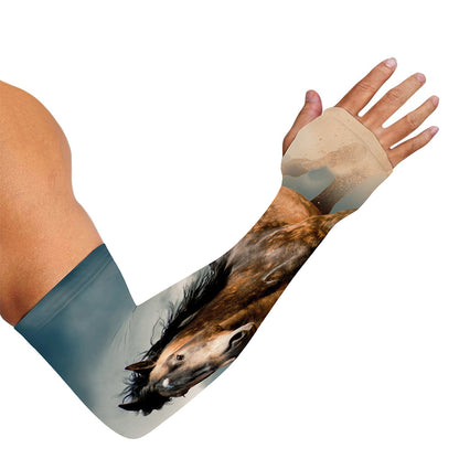 Running Wild Stallion Horse Print Sun Protection Arm Sleeves