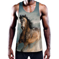 Running Wild Stallion Horse Print Men's Workout Tank Top