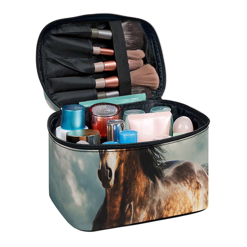 Running Wild Stallion Horse Print Travel Makeup Bag
