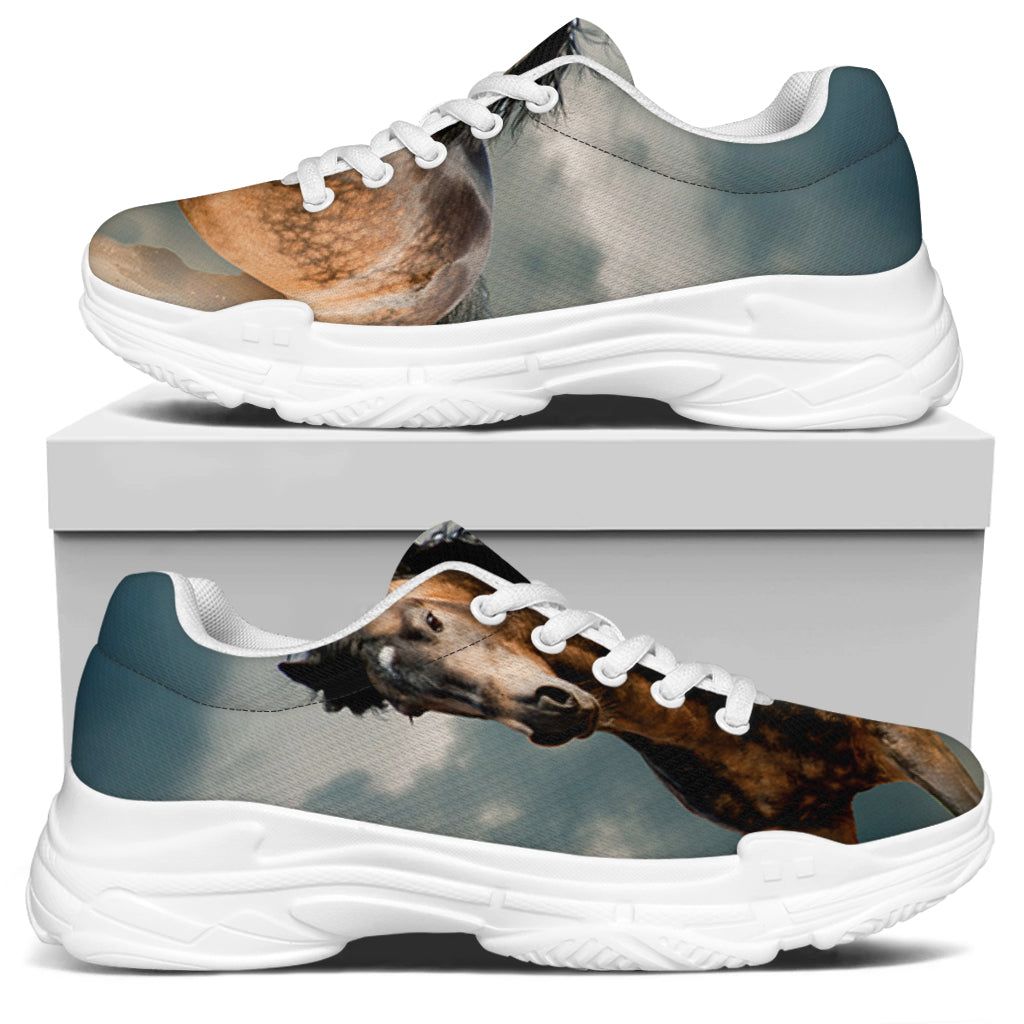 Running Wild Stallion Horse Print White Chunky Shoes