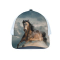 Running Wild Stallion Horse Print White Mesh Trucker Hat