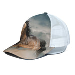 Running Wild Stallion Horse Print White Mesh Trucker Cap