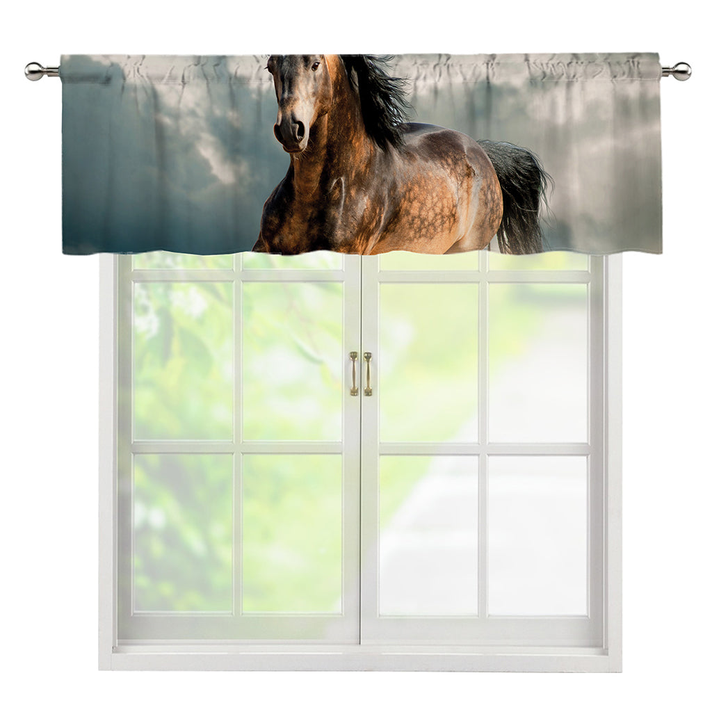 Running Wild Stallion Horse Print Window Valance
