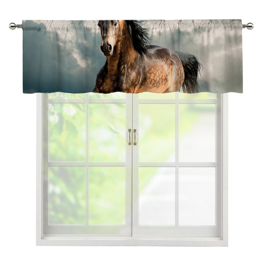 Running Wild Stallion Horse Print Window Valance