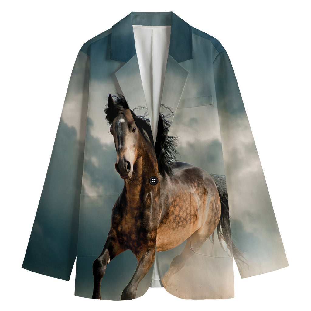 Running Wild Stallion Horse Print Women's Cotton Blazer