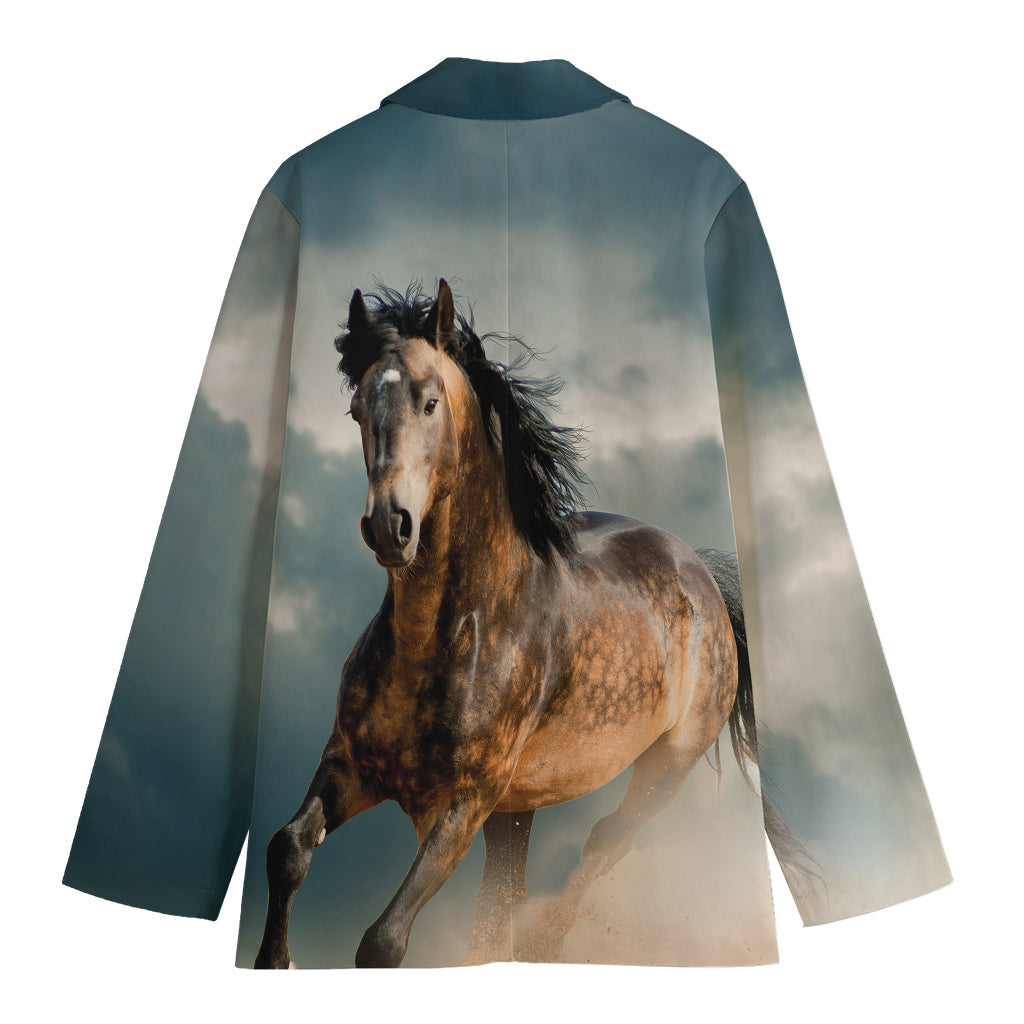 Running Wild Stallion Horse Print Women's Cotton Blazer
