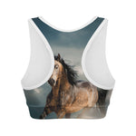 Running Wild Stallion Horse Print Women's Sports Bra