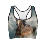 Running Wild Stallion Horse Print Women's Sports Bra