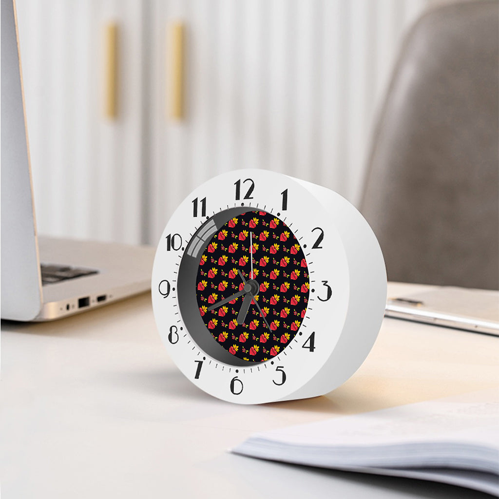 Sacred Heart Pattern Print Alarm Clock