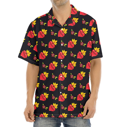 Sacred Heart Pattern Print Aloha Shirt