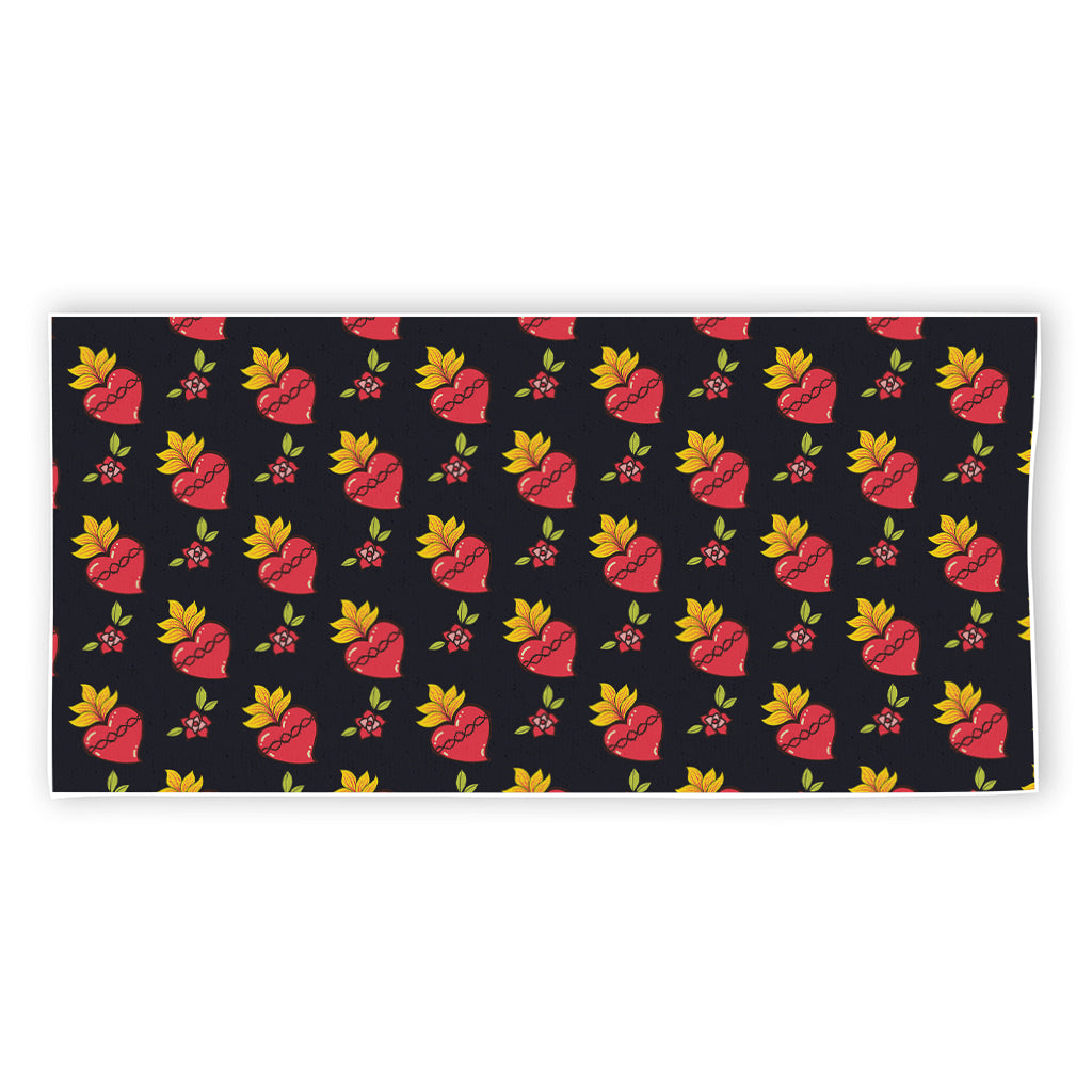 Sacred Heart Pattern Print Beach Towel